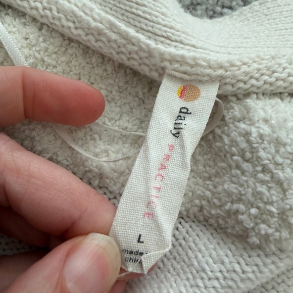 Anthropologie Daily Practice Long Striped Cardigan Womens L Cream Textured Cozy - Picture 5 of 8